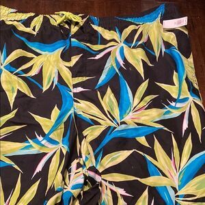Old Navy Leaf Print Swim Shorts - Black, Green, Blue, Pink 4XB
